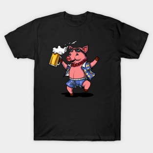 Pig Wine Drinking Lover Funny Farm Pork T-Shirt